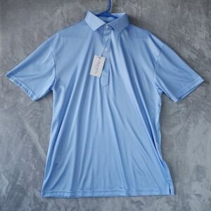 Collars & Co Polo Shirt Mens Size Large Blue Houndstooth Firm Dress Collar NWT